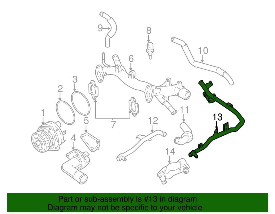 Nissan Murano 2009-2014 genuino - tubo de agua 21022-JP01C Foto 2 de 2