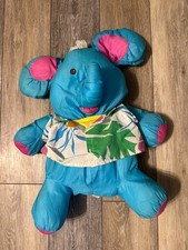 Vintage 1987 Puffalump Blue Elephant Hawaiian Shirt Mattel Soft Toy