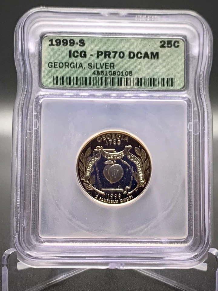 1999-S Georgia 90% Silver Proof State Quarter ICG PR70 DCAM Free Shipping - Image 2 of 4