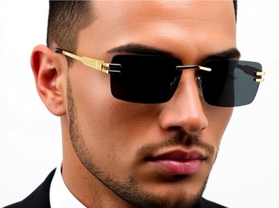 Gafas De Sol Lentes Para Humbres Nuevo Sunglasses Square Rimless Gold Trendy New