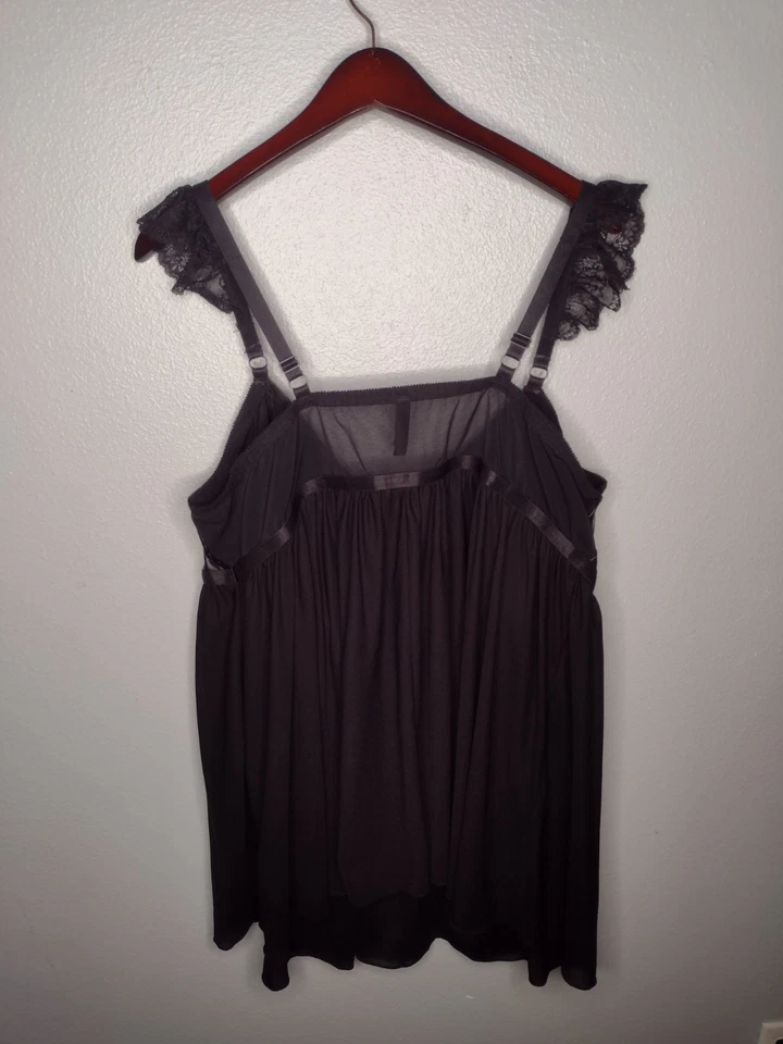Camisón Lencería Babydoll Torrid 4 Malla Negra Imitación Cuero Encaje Inalámbrico A2 Foto 3 de 4
