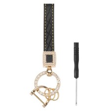Leather Car Keychains, Microfiber Leather Bling Wristlet Keychain, Black
