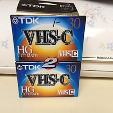 TDK VHS-C HG Ultimate TC-30HG 30 Min Recordable Camcorder Tapes 2 Pack