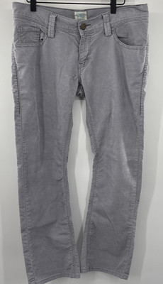 Levis 504 Slouch Straight Corduroy Pants Grey Womens Sz 35x31 Mid Rise Trousers