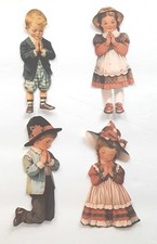 3D UPick Vintage Little Boys Girls Praying Thanksgiving Embellishments 4199