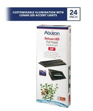 Aqueon LED Deluxe Fish Tank Aquarium Full Hood, Black, 24 Inch Black