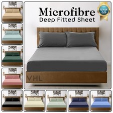Microfiber Deep Fitted Sheet 38 CM Elastic Corner Bed Sheets & Pillow Case Pair
