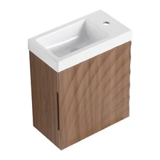 18.5" Wall-Mounted Bathroom Vanity with Resin Sink, Soft Closed Single Door, MDF