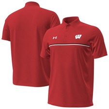 Men's Under Armour Red Wisconsin Badgers Performance Drive Chest Stripe Polo
