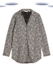 Ex White Stuff Women's Shirt - Long Sleeve Longline Anne Printed Jersey Black