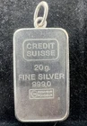 Vintage 20 gram Credit Suisse CHI Essayeur Fondeur 999 Silver Pendant