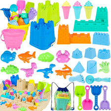 Beach Toys for Kids Toddlers, Sand Castle Toys with 4 Sand Bucket and Shovels, M