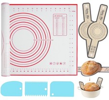 Silicone Baking Mat 16" x 24" - 2 Pcs Bread 23.6"L x 15.7"W, Red