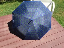 VINTAGE LONDON FOG WOOD CANE END  SHEATH PROTECTOR GREEN BLUE DESIGN w WARRANTY