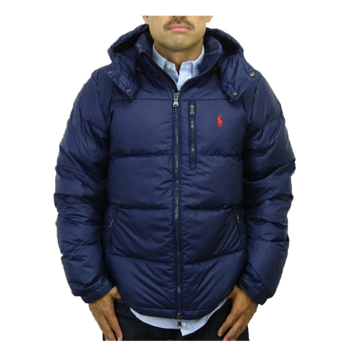 Polo Ralph Lauren Hooded Puffer Down Jacket Coat - Navy (Red) - | eBay