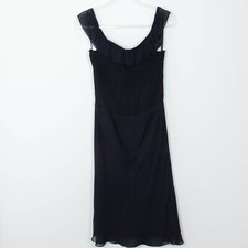 Ralph Ralph Lauren Black Off Shoulder Smocked Midi Dress Womens Size Medium