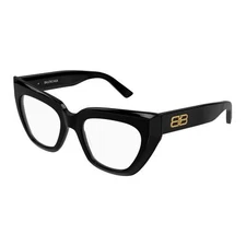Balenciaga BB0238O 001 Black Gold Cat-Eye Women's Eyeglasses Frames Authentic