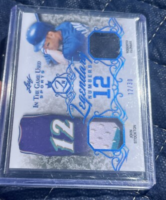 John Stockton / Alomar Leaf In The Game Used Legendary Numbers Relic #12JERSEY#