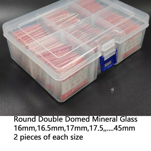 118 Stck./Lot Double Dome Uhrenglas, rund Mineral Durchmesser 16-45 mm flache Uhr - Bild 6 von 15