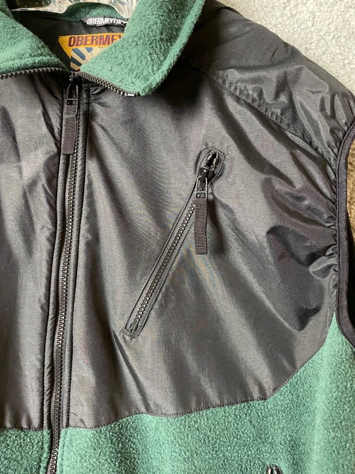 Chaleco Obermeyer Para Hombres XL Nevada Negro Verde Vellón Cremallera Separadora Ropa de Esquí Foto 3 de 4