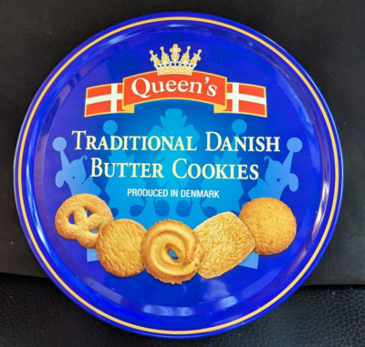 Queen s Traditional Danish Butter Cookies - leere Keksdose, runde Blechdose
