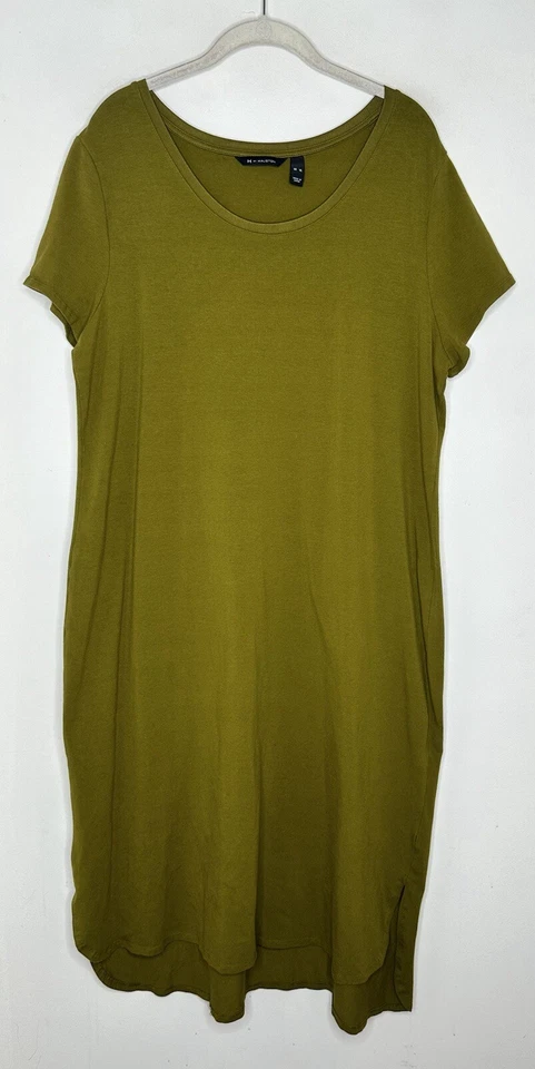 H By Halston High-Low Hem Olive Green V Neck Short Sleeve Midi Dress Sz XL - Image 2 of 4