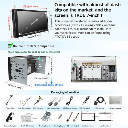 ATOTO A6PF 7" Android Autoradio Doppel DIN Radio GPS-Tracking Wireless CarPlay - Bild 11 von 11