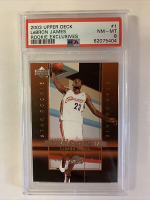 2003 UPPER DECK LEBRON JAMES RC ROOKIE EXCLUSIVES #1 PSA 8 NM-MT 