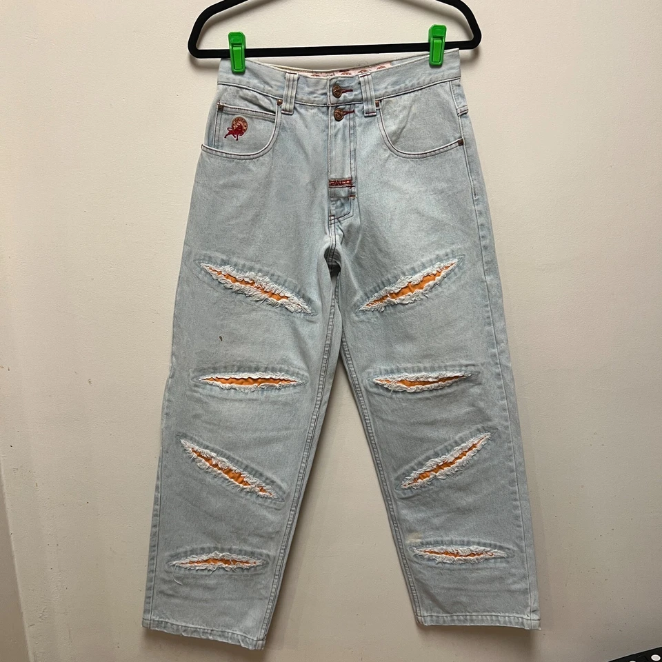 Vintage Paco Red Bull Jeans Pants Unique Embroidered VERY RARE size 29x30 y2k - Image 2 of 4