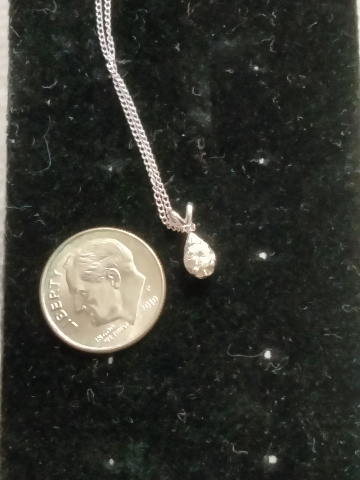 Natural Diamond Solitaire Teardrop Pendant Necklace 14 Carat Gold