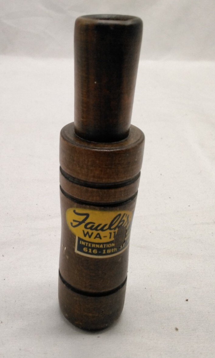 Vtg Wooden Faulk's Lake Charles LA WA-11 Twice Int'l Champ Duck Call