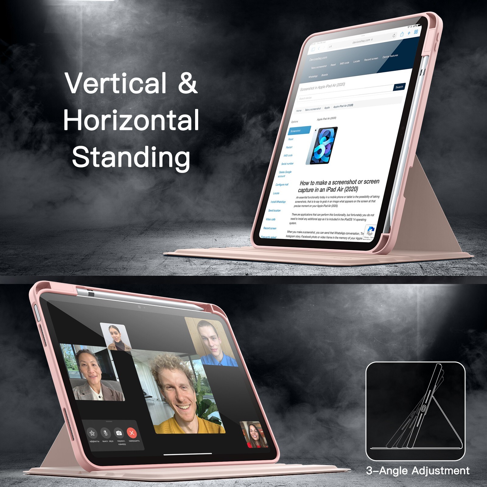 Rotating Case for iPad (A16) 11th/10th Generation (2025/2022) with Pencil Holder