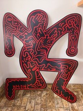 KEITH HARING DIPINTO ACRILICO SU SAGOMA COMPENSATO FIRMATO E SIGILLATO TIMBRATO 
