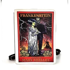 Spookyville Critters Bride + Frankenstein Book Cover Rectangle Backpack