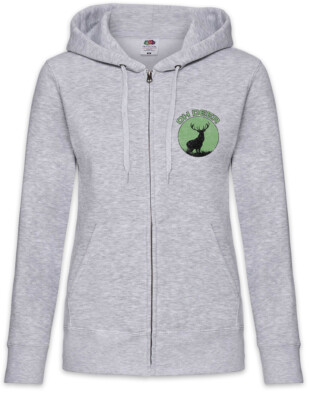 Oh Deer Damen Zipper Hoodie Hunter Deer Bear Hunting Sport Rack Rifle Gun