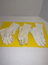 vintage women  s gloves 3 Pairs white embroidered  leather miss Arias 7