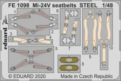 Eduard 1/48 Mi-24V Hind Seatbelt STEEL (Zvezda) FE1098