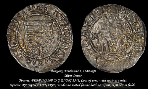 1548-KB Ferdinand I Hungary Silver Denar