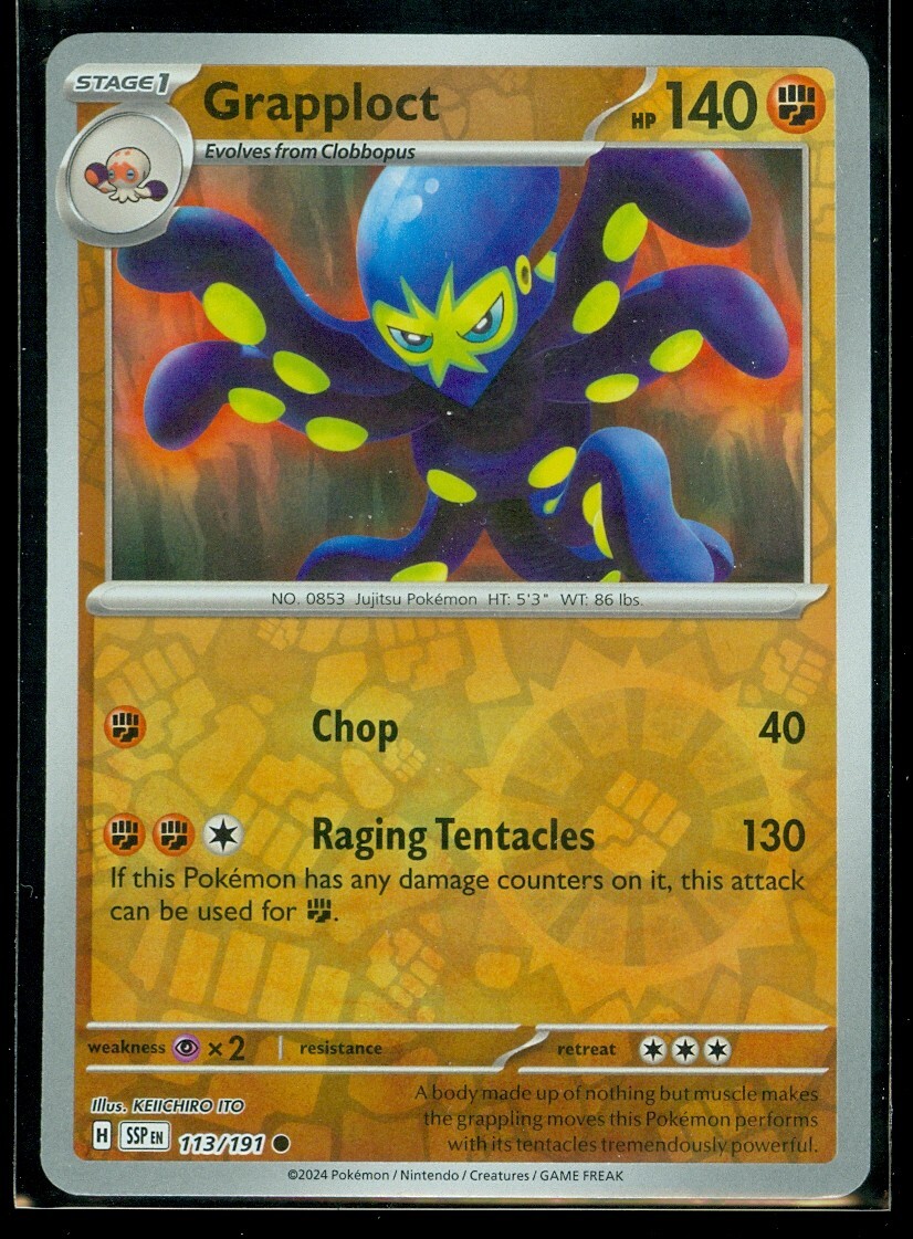 Pokemon GRAPPLOCT 113/191 - Surging Sparks - Rev Holo - - MINT