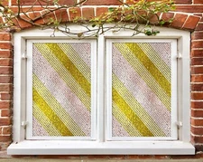 3D Gold Stripe A726 Window Film Print Sticker Cling Stained Glass UV Sinsin