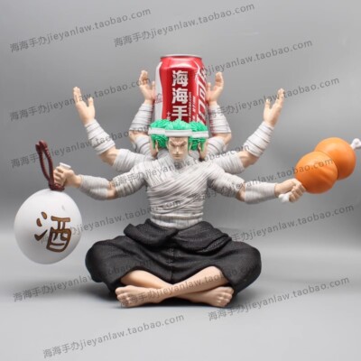 New 10in One Piece Roronoa Zoro Bandage 3 Heads and 6 Arms PVC