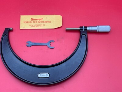 Starrett 436MXFL-150 Outside Micrometer, Carbide, Friction Thimble, Lock Nut
