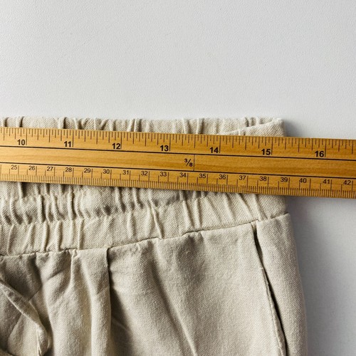 VERO MODA Women Beige Loose Fit Linen Blend Ankle Length Trousers Size M - Picture 8 of 10