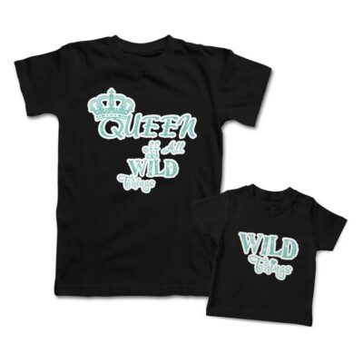 Mommy and Me Outfits Queen of All Wild Things Crown Heart Love Match Clothes