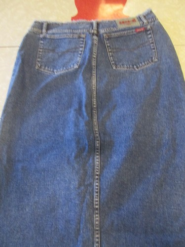 VTG Zana Di Denim Maxi Jean Skirt Sz 18 Raw Hem Retro Straight Front Slit 90's - Picture 6 of 6