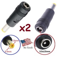 x2 DC Power 5.5x2.5mm Male Plug to 5.5x2.5mm Female Jack Adapter Connector C 