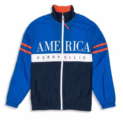 PERRY ELLIS TRACK JACKET M AMERICA NEU WINDBREAKER JACKE OLYMPIAN BLUE SAILOR