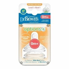 DR. BROWN'S LAVEL 1 NATURAL FLOW TEATS 0M+ - 2 SILICONE TEATS