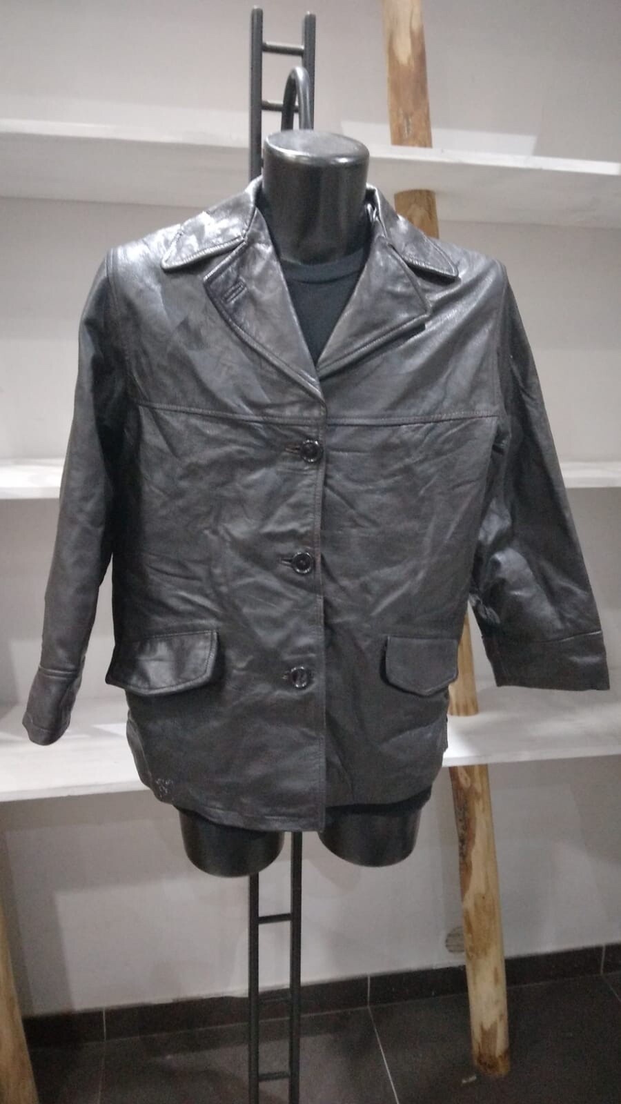 Vintage Conbipel Mens Black Leather Jacket Size 42 PGS158PI