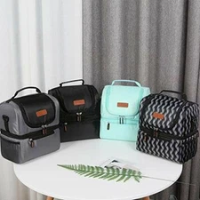 Insulated lunch bag: Waterproof Large Capacity Double Deck Tote